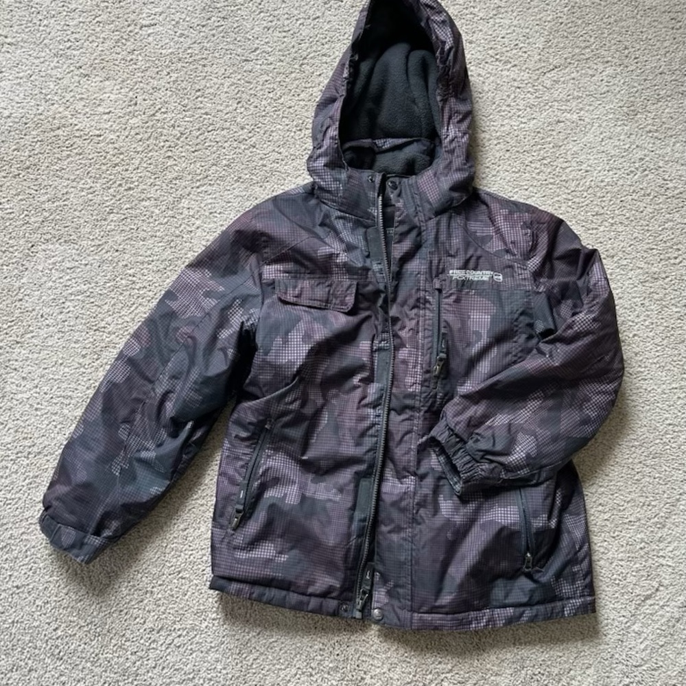 Free Country Kids Black Hooded Ski Jacket